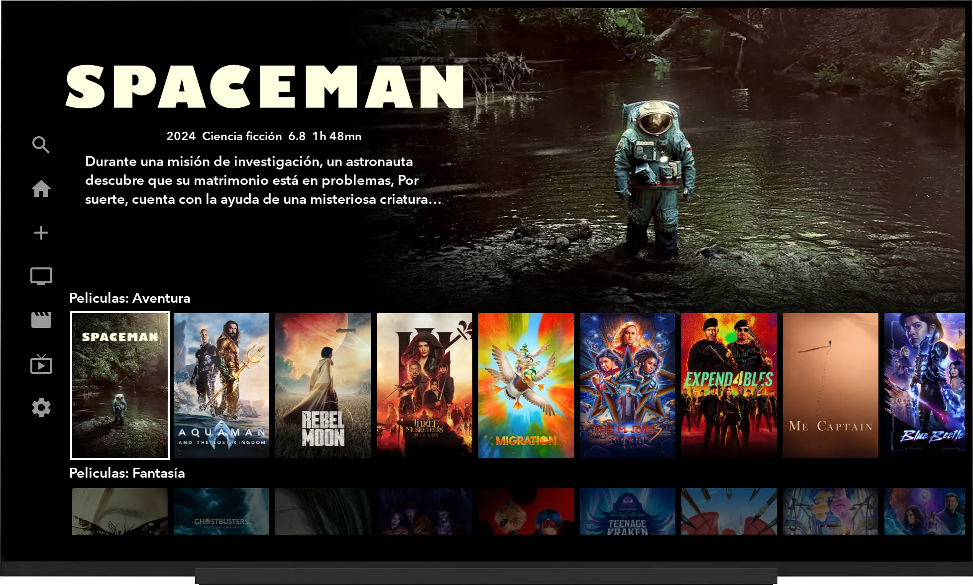 Sección HOME completa de XPLAYER con contenido de todo tipo